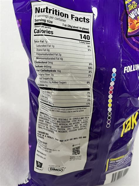 Takis Fuego Nutrition Label