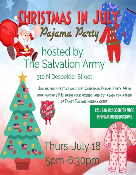 FAMILY FUN NIGHT: CHRISTMAS IN JULY PJ PARTY, The Salvation Army of ...