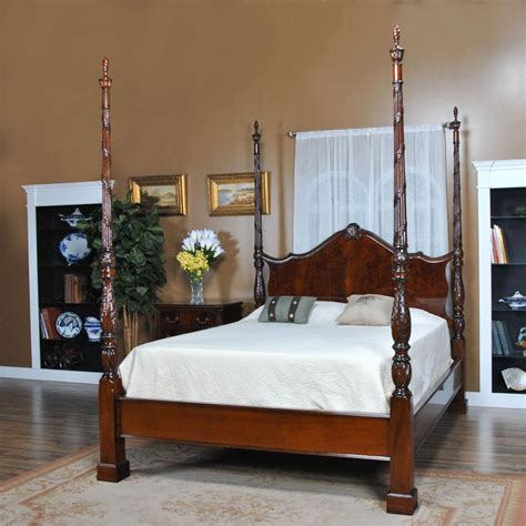 Four Poster Beds With Canopy - Solid Mahogany Wood French Queen Anne 4 ...