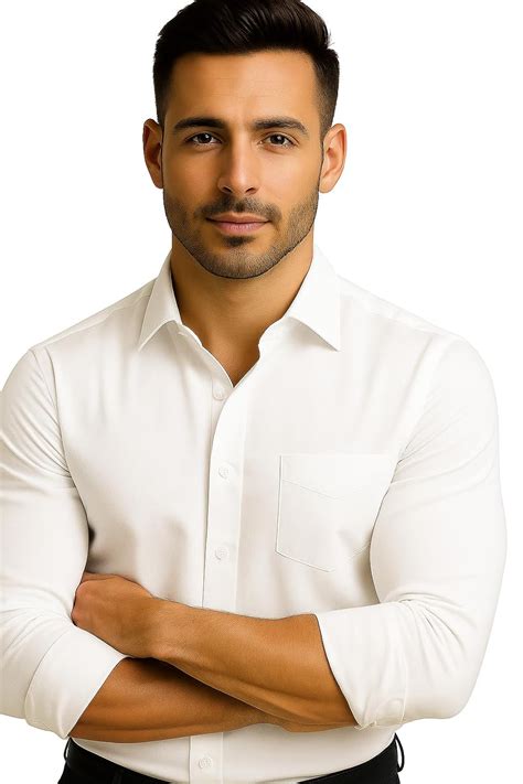 Ray Signature Men’s White Formal Shirt | Cotton Rich, Regular Fit, Full ...