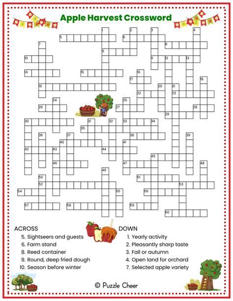 Apple Harvest Crossword Puzzle - Puzzle Cheer