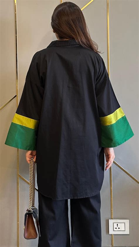 Black and Green Colour Block Cotton Co-ord Set – Kylee