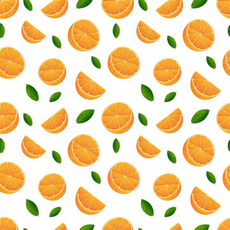 Premium Vector | Oranges and leaves seamless pattern vector Background ...