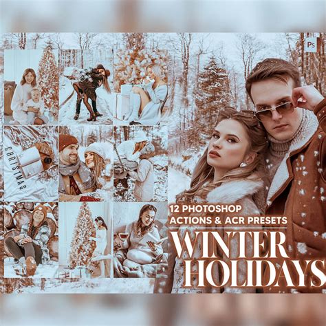 12 Photoshop Actions, Winter Holidays Ps Action, Xmas ACR Preset, Cocoa ...