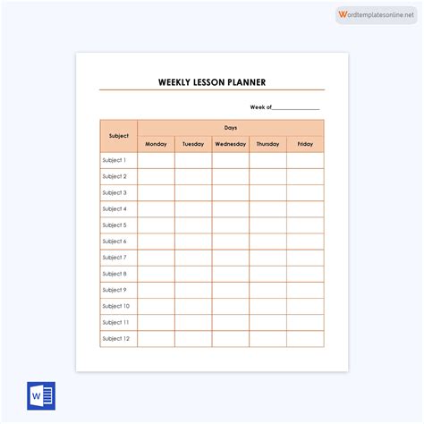 Free Weekly Lesson Plan Templates (Edit & Printable)