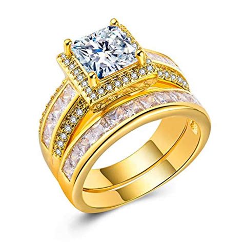 Buy Charhoden Women Golden Square Zirconia Plated Gold Brass Ring Size ...
