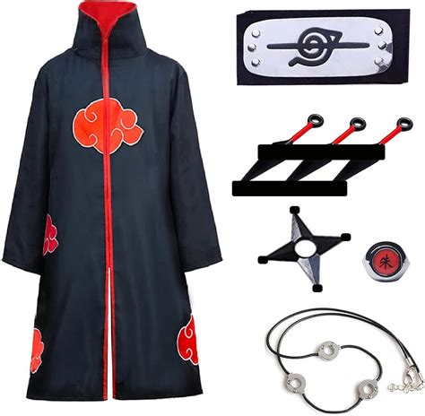 Buy Akatsuki Cloak Anime Cosplay Costume Kids with Headband Akatsuki ...