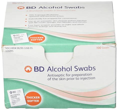 100-Count BD Alcohol Swabs (White)