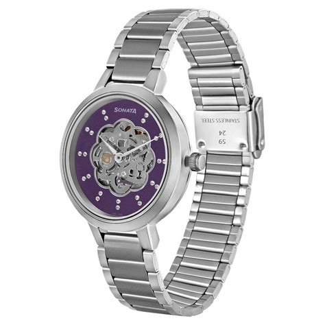 Buy Online Sonata Unveil Quartz Multifunction Purple Dial Stainless ...