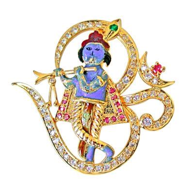 Buy SURATDIAMOND Surat Diamonds OM Krishna Pendant in Silver Studded ...