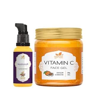 Proactive Herbs Kumkumadi Face Serum & Vitamin C Gel for Glowing Skin ...