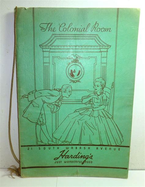 1937 "Harding's Colonial Room", restaurant food menu, Chicago history ...
