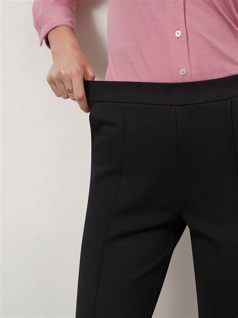 Buy Black LivIn Straight Formal Pants Online | FableStreet
