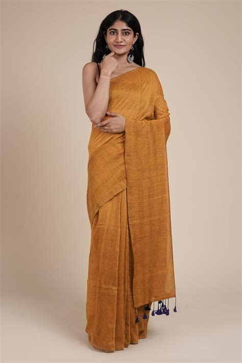 Teejh Takshi Mustard Yellow Mulmul Saree