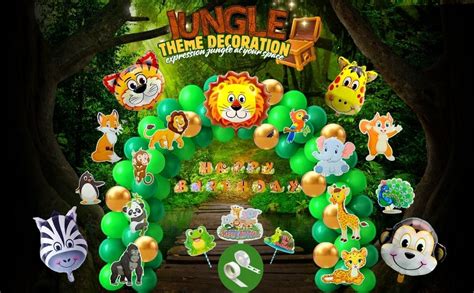 FI - FLICK IN 81 pcs Jungle Theme Party Decoration Foil Balloons ...