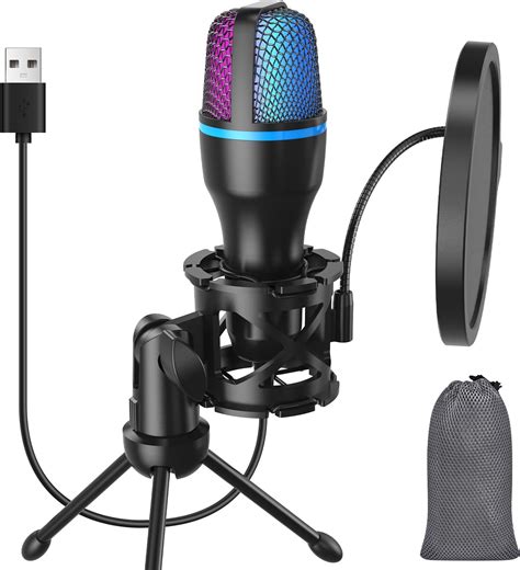 Amazon.com: USB-Microphone, Computer Cardioid Condenser PC Gaming Mic ...