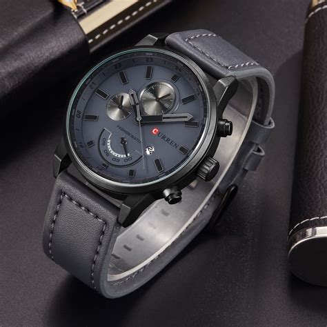 Buy CURREN Fashion Quartz Men Watch PU Leather W/ Calendar 3ATM Water ...