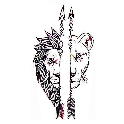 Lion And Lioness Couple Tattoos