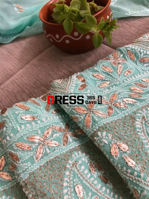 Sea Green Gota Patti Lucknowi Chikankari Suit – Dress365days