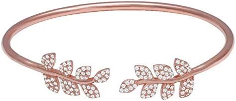 Buy GIVA 925 Silver Rose Gold Swaying Leaf Bangle Bracelet Gifts for ...