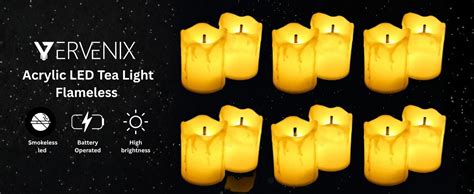 VERVENIX Acrylic LED Tea Light Flameless & Smokeless Melting Lights ...