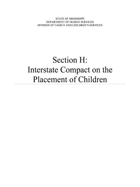 Fillable Online sos ms Section H Interstate Compact on the Placement of ...