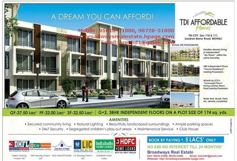 TDI Affordable Homes Mohali, TDI City Mohali, TDI Mohali Floors ...