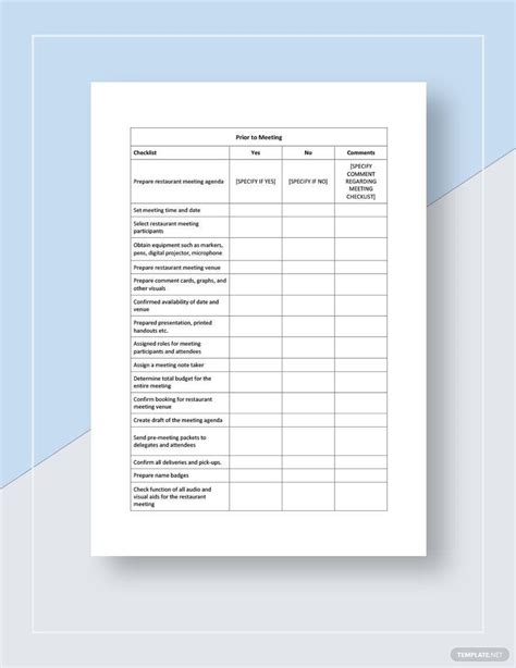 Image result for Restaurant Checklist