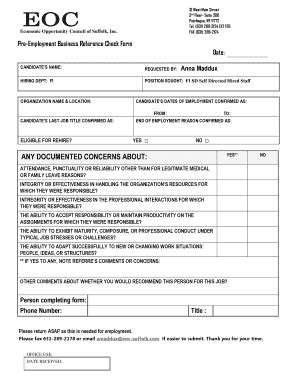 Image result for Pre Employment Reference Check Form