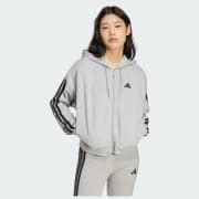 adidas Essentials 3-Stripes French Terry Full-Zip Hoodie - Grey ...