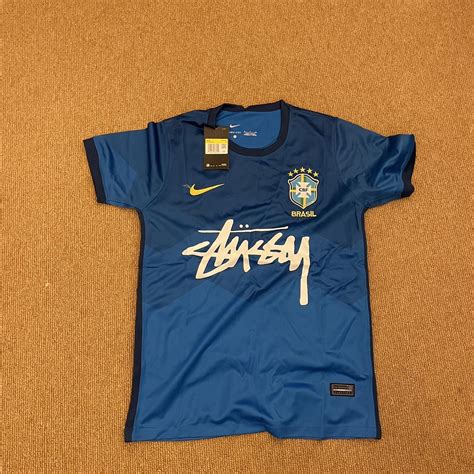 Stussy Brazil football shirt jersey blue - brand new... - Depop