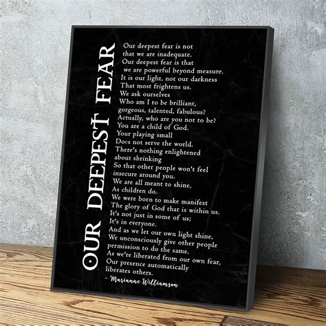Our Deepest Fear Poem Canvas Wall Art, Marianne Williamson Poem, Gradu ...