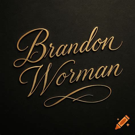 Gold textured cursive script spelling 'Brandon Worman' on a black ...