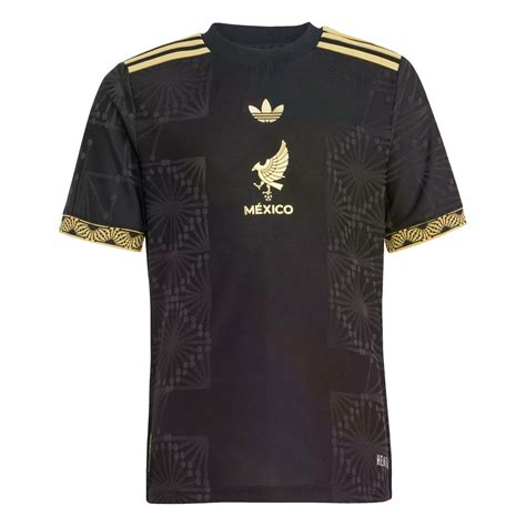 Adidas Mexico 2025 Gold Youth Jersey Soccer JM2535 Black