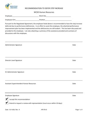 Fillable Online Hr-f610 Recommendation to Defer Step Increase Form Fax ...