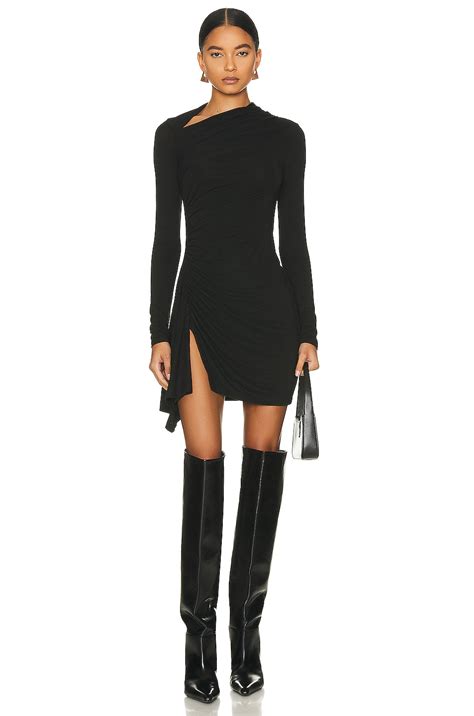 Enza Costa Lurex Jersey Slash Mini Dress in Black | FWRD
