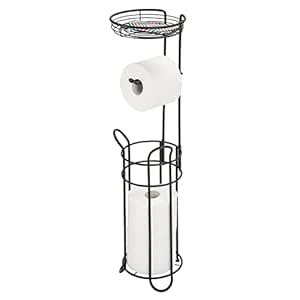 mDesign Freestanding Metal Wire Toilet Paper Roll Dispenser and Holder ...