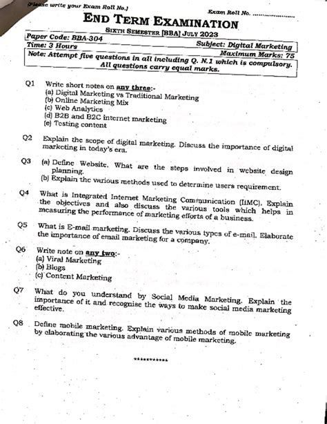 Digital Marketing Previous Year Papers - Studocu