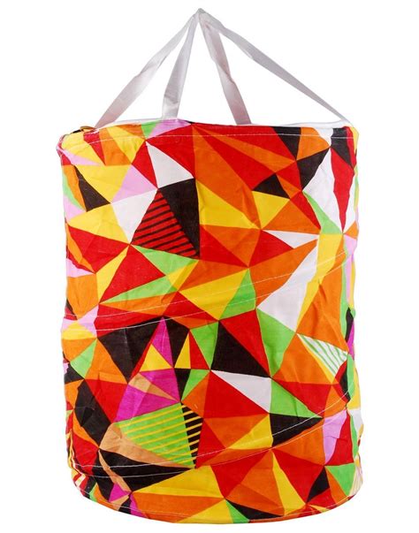 Design Villa Multi Color Medium Size Drum Shaped Foldable Laundry Bag ...