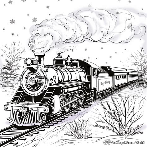 Christmas Train Coloring Page