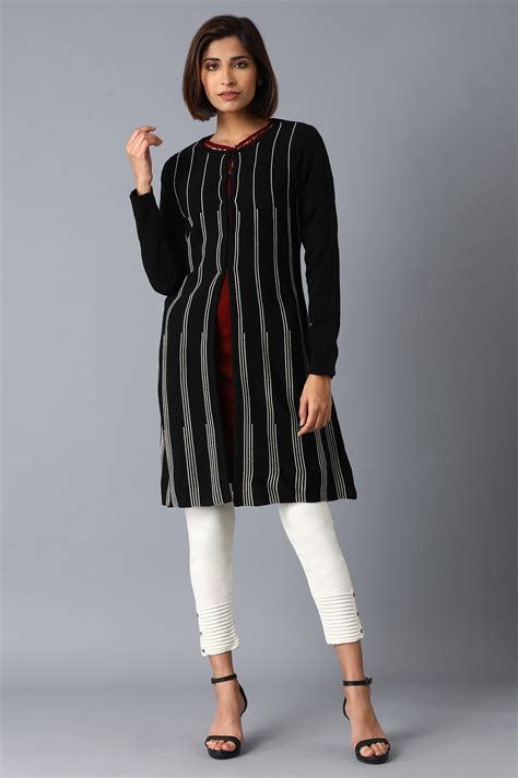 Buy Black Flared Cardigan @ 3999 | W for woman – wforwoman
