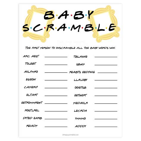 Baby Word Scramble Answers