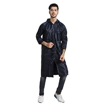 Zacharias Men's Semi Nylon Long Raincoat (23-A1_Blue_Medium) : Amazon ...