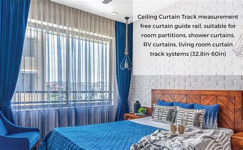 KOYET Aluminium Ceiling Curtain Track (32.8In-60In) Measurement-Free ...