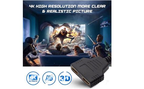 DooBuy 1080p Hdmi Male to Dual Hdmi Female 1 to 2 Way Hdmi Splitter ...