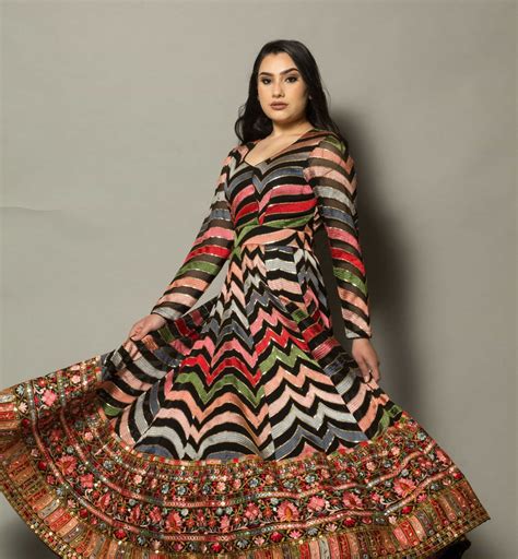 Georgette Multi-Color Designer Gown with Intricate Floral Embroidery ...