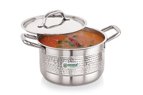 Coconut Elementary Stainless Steel Hammered Design Capsulated Stockpot ...