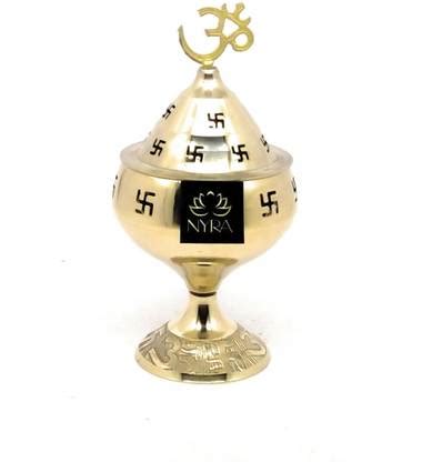 Nyra Pure Brass Gold Jali Akhand Jyoti Deep with Stand,Cover&Om Swastik ...