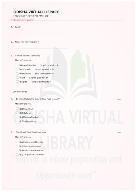 MOCK 14 Ques File - MOCK 14 Ques File - Email * 2. 3. Mark only one ...
