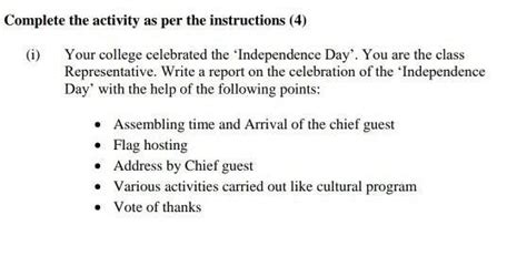 Complete the activity as per the instructions (i) Your college ...